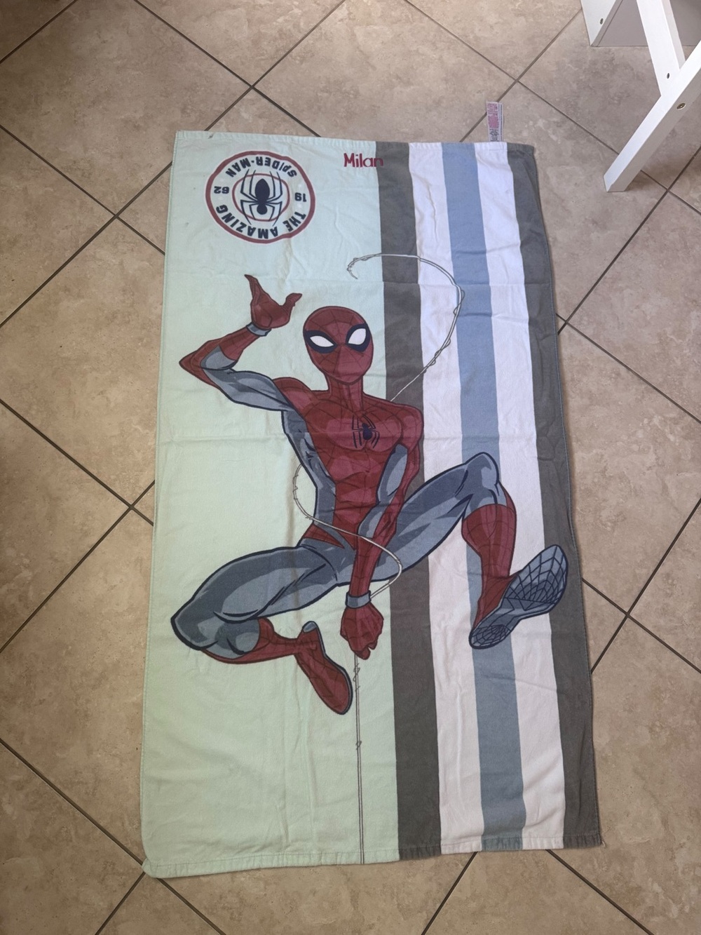Marvel Spider-Man Kids One Piece Swimsuit Towel – Red, Gray & Light Green